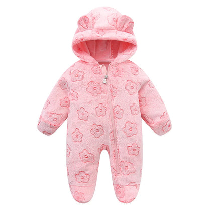 Weiche Neugeborene Baby Kleidung Flanell Herbst Winter Baby Jungen Mädchen Overall Cartoon Neugeborenen Body Warme Strampler für Babys 0-12M