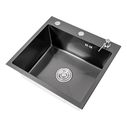 Küchenspüle, Edelstahlspüle, schwarze Edelstahlspüle, schnelle Entwässerung, gute Abdichtung, X-förmige Wassergeleitungsleitung