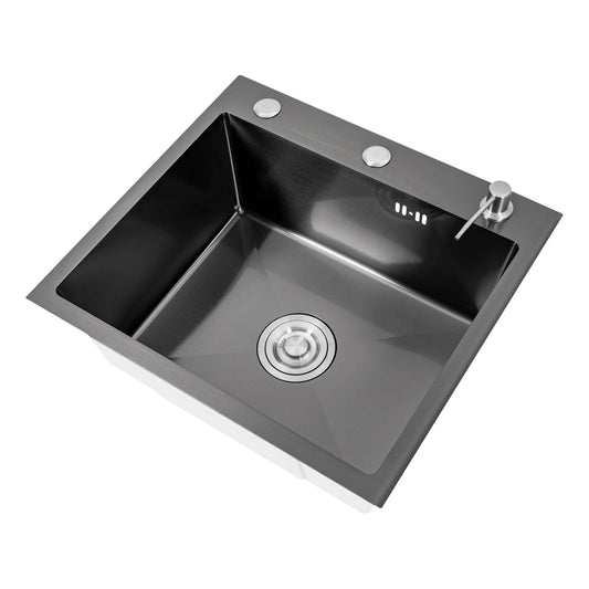 Küchenspüle, Edelstahlspüle, schwarze Edelstahlspüle, schnelle Entwässerung, gute Abdichtung, X-förmige Wassergeleitungsleitung