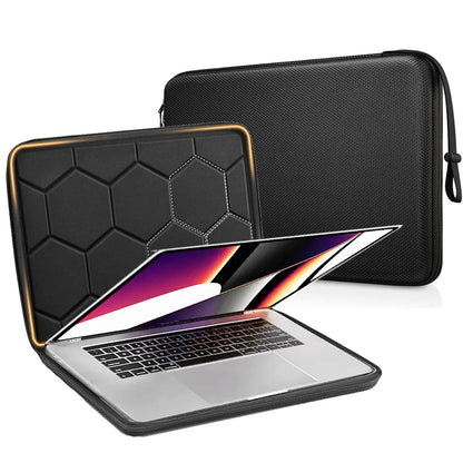 13 14 15.6 inch Laptop Sleeve Bag Shockproof Computer Bag Waterproof EVA Protective Carrying Case Black with Straps.