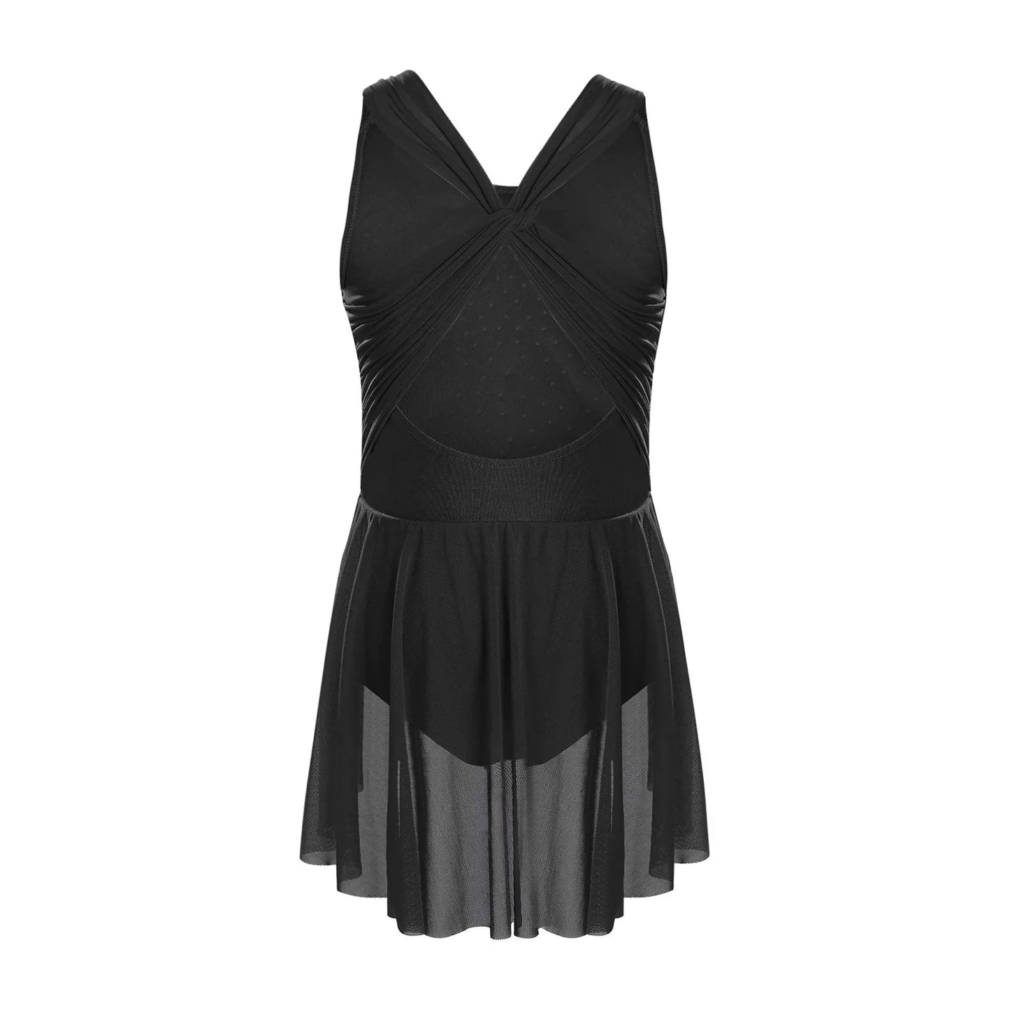 Kinder Mädchen Ärmellose Ausschnitt Strass Eiskunstlauf Trikot Kleid Lyrical Dance Gymnastik Akrobatik Leistung Kostüm