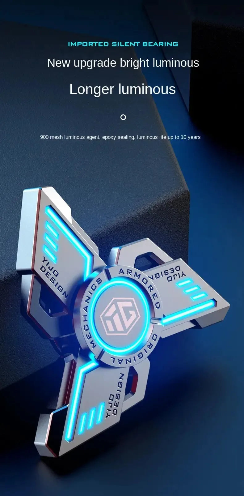 uminous metal EDC fidget spinner stress relief pressure reduction finger toy cool spinner ADHD  aids Creativity gift for boys.