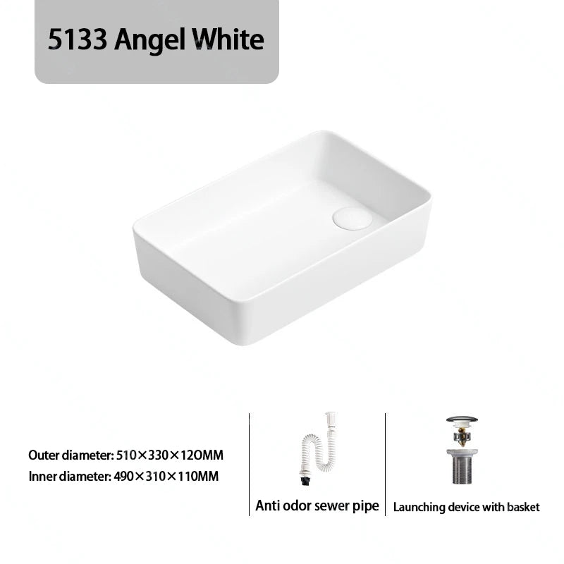 Luxuriöses Keramikgefäßwaschbecken, quadratisches Badezimmerwaschbecken, Arbeitsplatte, Kunstwaschbecken für Waschtischplatte, Keramik-Badezimmerwaschbecken für den Heimgebrauch