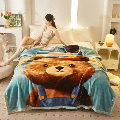 Double layer thickened to 6kg blanket quilt autumn and winter warm fleece wedding blanket cushion bedding