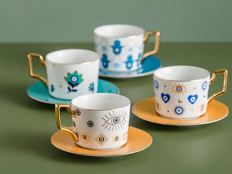 Blue Eye Ceramic Coffee cup European Fashion Coffee cup Dish Set Home Afternoon Tea Tea Cup tea cups and saucer sets  coffee cup.