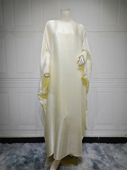 Batwing Butterfly Sleeve Satin Khimar Abaya Dubai Luxury 2024 Muslim Kaftan Dress Abayas For Women Kebaya Caftan Vestidos Femme.