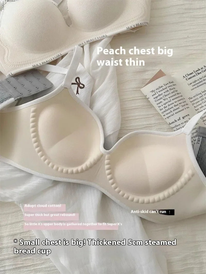 Wireless Push Up Bra for Small Chest - Seamless Anti-Sagging Invisible Bralette, Enhance Lift Comfort No Trace (Letter Design).