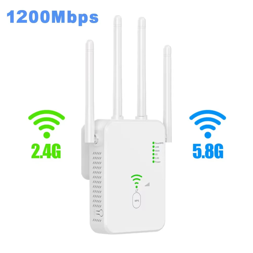 WiFi 6 AX1500 WiFi Repeater Dual Band 2.4G&5GHz Wireless Wi Fi Extender Router 4*2dbi 802.11AX Antenna Gigabit Network Amplifier.