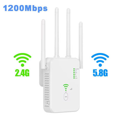 WiFi 6 AX1500 WiFi Repeater Dual Band 2.4G&5GHz Wireless Wi Fi Extender Router 4*2dbi 802.11AX Antenna Gigabit Network Amplifier.