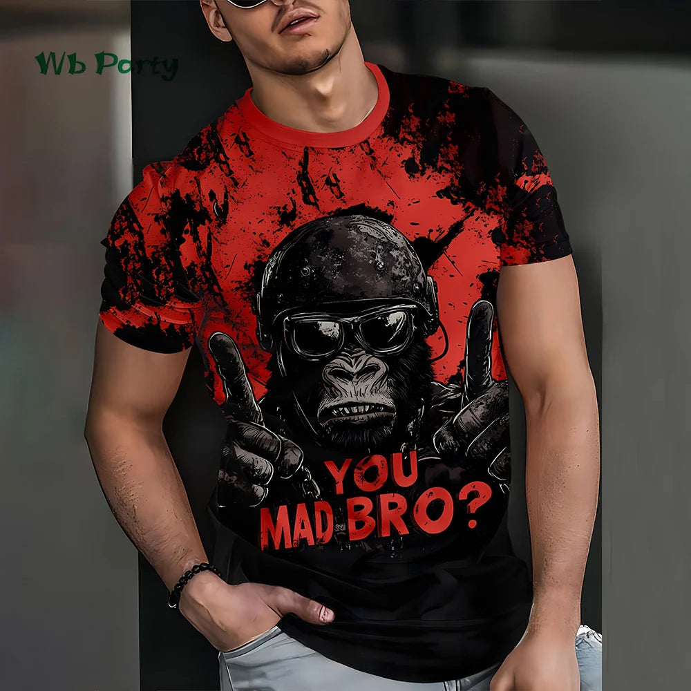 Summer Men's T-Shirt 3D Cartoon Bear Print Short Sleeve Tee Hip Hop O Neck Top Fashions Men's Street Casual Clothing New T-Shirt.