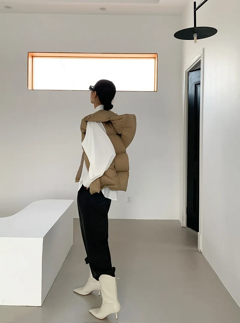 Hirsionsan Herbst Winter Koreanische Weiße Ente Unten Weste Frauen 2023 Neue Einfach Alle-spiel Mäntel FemaleSoft Warme Sleeveness Jacken