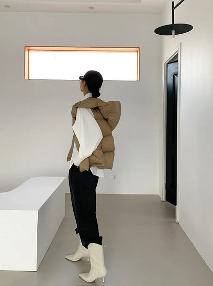 Hirsionsan Herbst Winter Koreanische Weiße Ente Unten Weste Frauen 2023 Neue Einfach Alle-spiel Mäntel FemaleSoft Warme Sleeveness Jacken