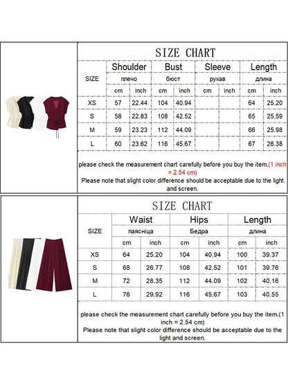 TFMLN Fashion Women's Trouser Suits Sleeveless V-Neck Top With Belt Straight Pants Sets 2025 Spring Summer Commuter 2 Piece Set.
