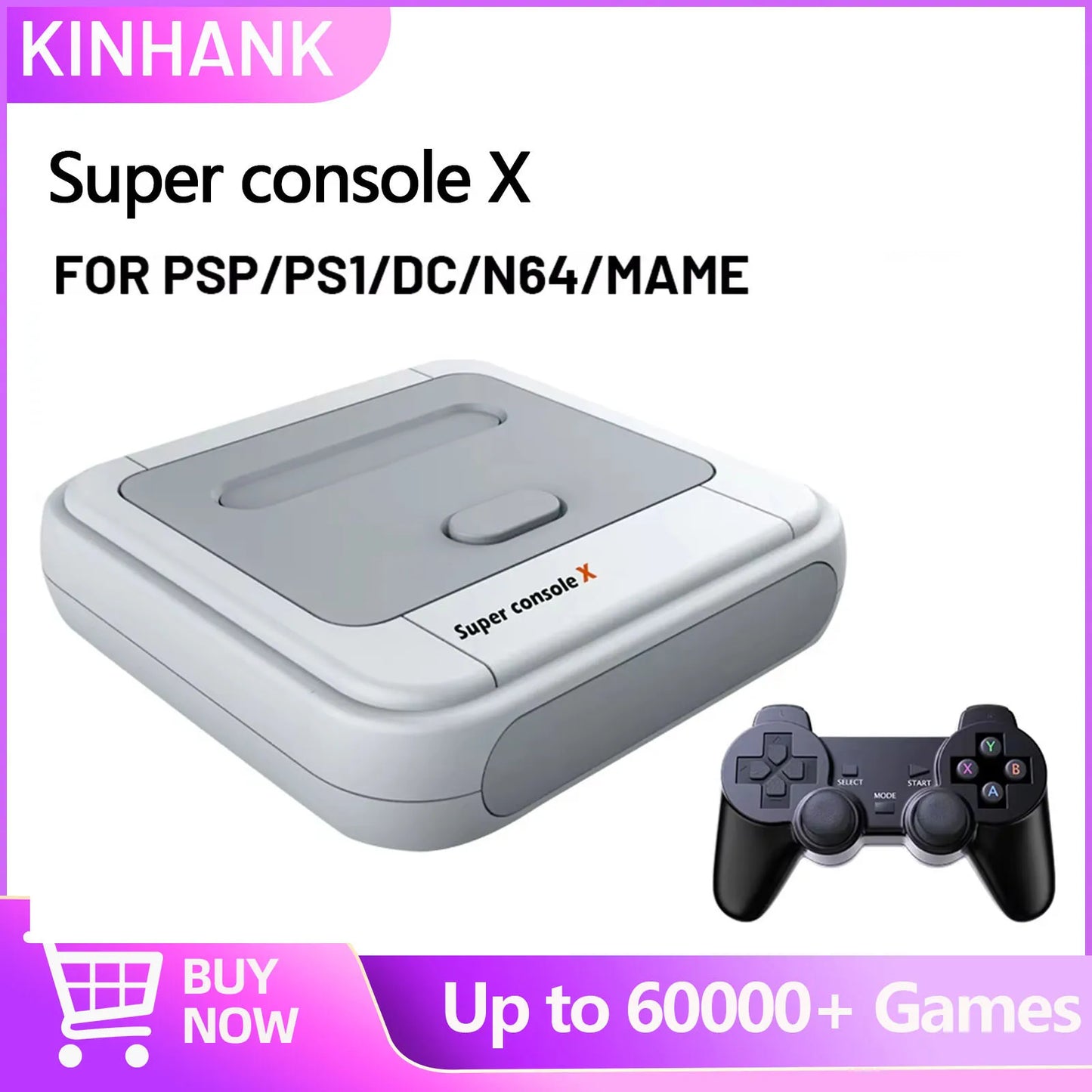 KINHANK Super Console X Game Box Retro Game Console 60000 Video Games for DC/MAME/Naomi with gamepads Game Player.
