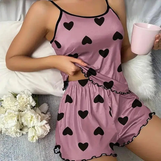1 Satz Sommer-Damen-Pyjamas, zweiteilig, sexy, lässig, Leibchen, Unterhemd, Shorts, Homewear-Anzug