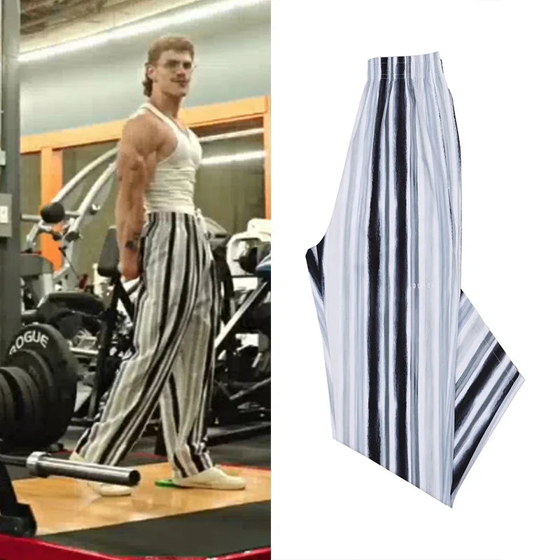 American Retro Thin Pants Men's Summer Breathable Quick Drying Loose Sports Pants Fitness Casual Digital Printed Pants