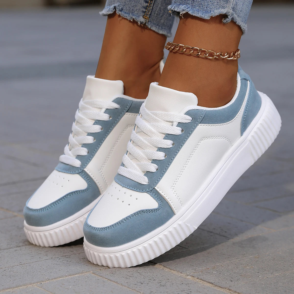 YRZL Womens Sneakers Autumn White Shoes Lightweight Thick Sole Non Slip Skatebaord Shoes Unisex Casual Sports Shoes for Man.