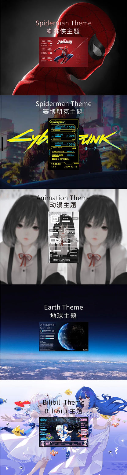 3.5 / 5 Inch IPS Type-C Secondary Screen Mini Computer USB Display CPU GPU RAM HDD Monitor with Holder Metal Case No Use AIDA64