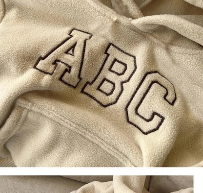 2025 Autumn Winter Boys Clothing Set Double-Sided Velvet Letter Print Thick Hoodies+Pants 2Pcs Suit For 1-8Y Girls Warm Outfit.