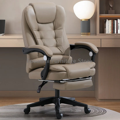 Dicker Boss-Bürostuhl mit hoher Rückenlehne und Armlehnen, Leder-Computer-Drehstuhl, ergonomische Liege-Gamer-Schreibtischstühle für Zuhause