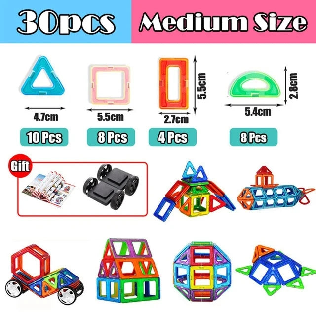 30-168pcs Magnetic Blocks Magnetic Designer Construction Set Educational Building Blocks Magnet Toys for Children Gifts.