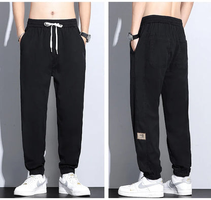 Men's Lyocell Loose Cuffed Tapered Pants 2025 Summer Autumn Comfortable Breathable Casual Long Pants Plus Size 5XL