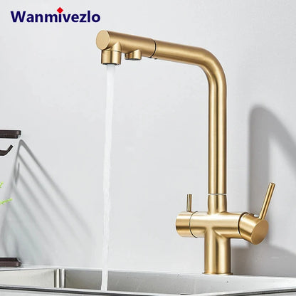 Pulling Filter Kitchen Faucet Hot & Cold Water Mixer Dual Mode Filtration Purification Kitchen Sinks 360 Rotation