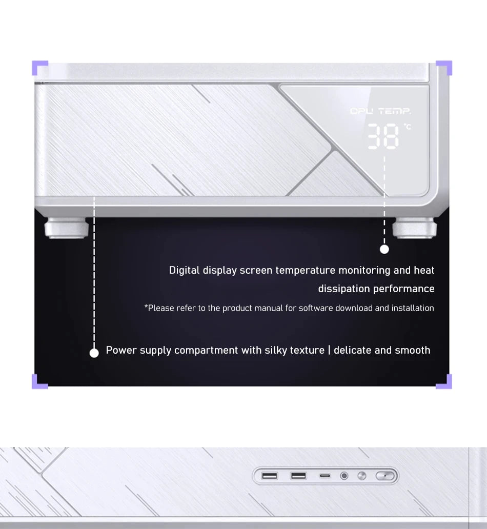 JONSBO D200 MATX Case (Column-Free Curved Sea View/240 Radiator/ATX Power Supply/Digital Display/Type-C Gen2 10Gbps+).