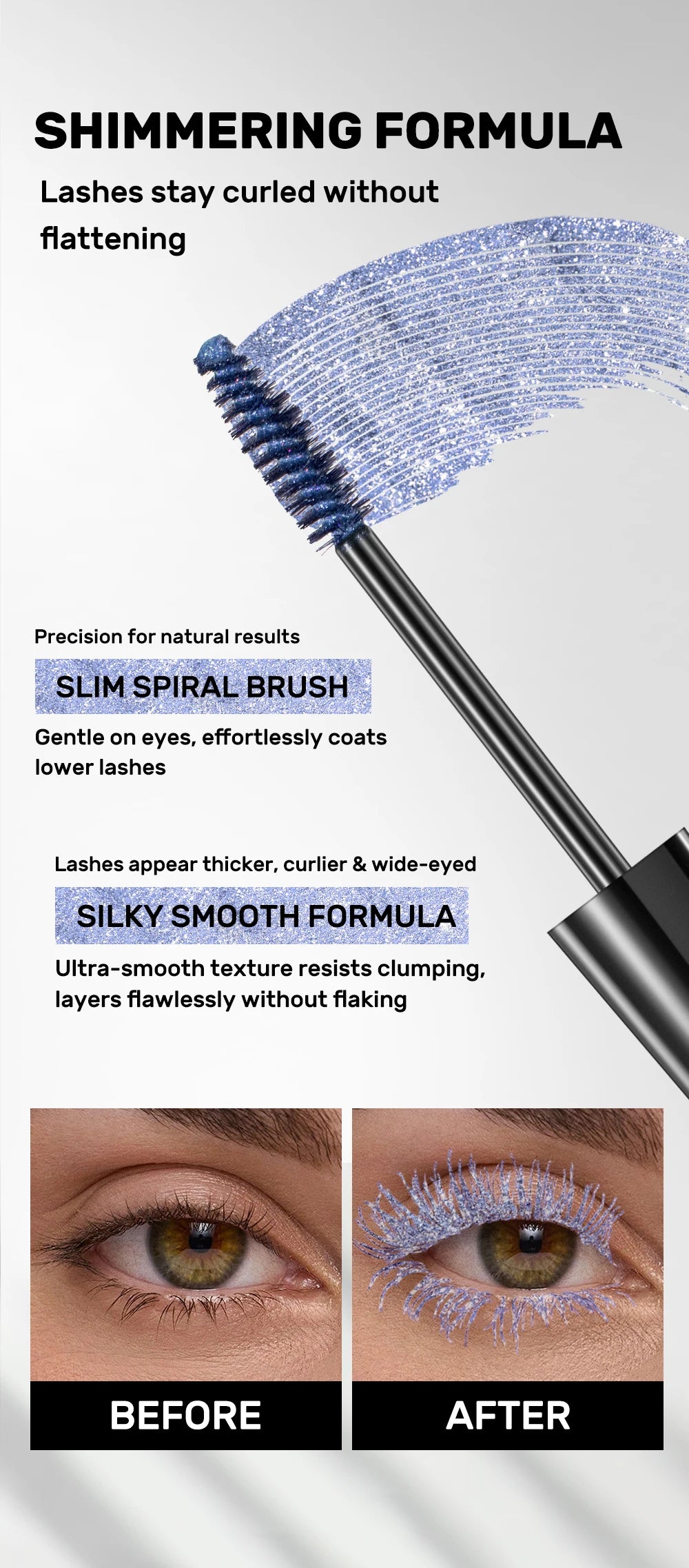 5 Colors Diamond Shimmering Mascara Long Lasting Makeup 3D Volume Eyelashes Curling Glitter Mascara Eye Lash Female Cosmetic.