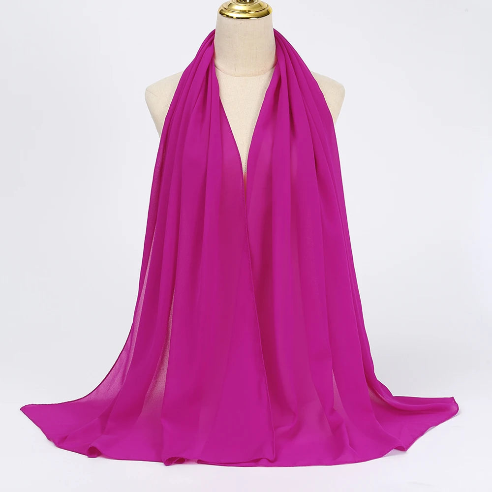 Muslim Chiffon Hijab Scarf Women Long Solid Color Head Wrap For Women Hijabs Scarves Ladies Muslim Veil Jersey Hijabs