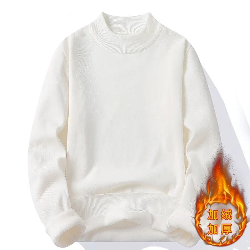 Knitwear Sweater New Autumn/Winter Mock Neck Sweatshirts Solid Color Pullovers Man Brand Casual Mens Clothing.