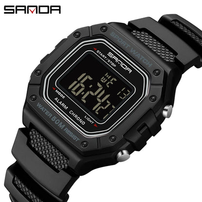 SANDA 2156 Fashion Mens Watch Military Water Resistant Sport Watches Army Big Dial Led Digital Wristwatches Stopwatches For Male