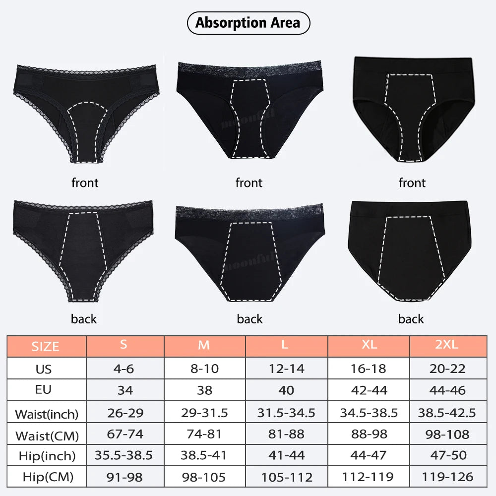 3 PCS Cotton Menstrual Panties Women Lot Leak Proof Period Underwear Heavy Flow 4 Layer Menstrual Cycle Absorbent Underwear Pack.