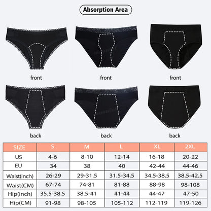 3 PCS Cotton Menstrual Panties Women Lot Leak Proof Period Underwear Heavy Flow 4 Layer Menstrual Cycle Absorbent Underwear Pack.