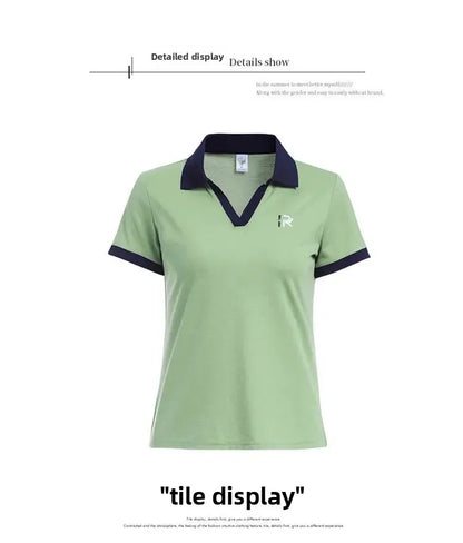 Women's Slim Fit Polo Shirt Short Sleeve T-Shirt Casual Sporty Loose Fashionable Summer Top Turn-down Collar Comfortable
