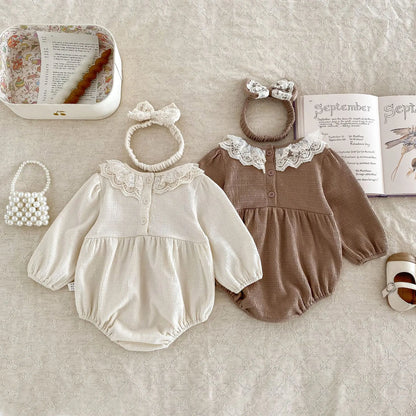 2PCS MILANCEL Frühling Baby Kleidung Spitze Kragen Säuglings Body Ein Stück Kleinkind Niedliche Prinzessin Outfit Kleidung für Neugeborene.