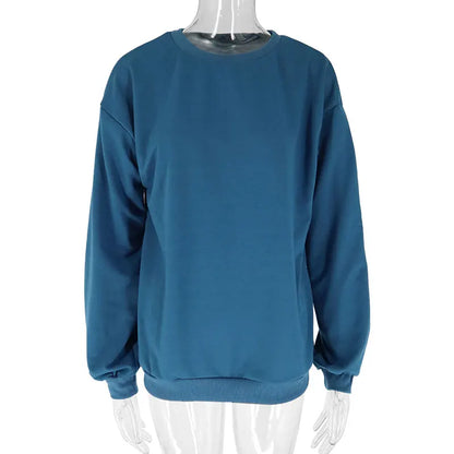 Autumn New No Hoodie Women Streetwear Fashion Long Sleeves Patchwork O-Neck Pullover Lady Versatile Knitted Casual Slim Clothing.