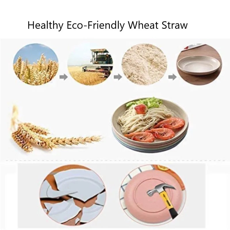 Dinner Plates Wheat Straw Eco Friendly BPA Free Biodegradable Picnic Kids Fruit Snack Plate Bone Dishes Kitchen Accessories.