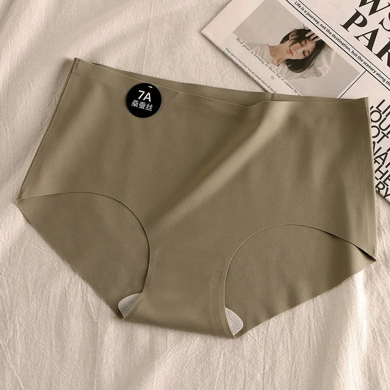 6pcs Seamless Mulberry Silk Panties Women's Ultra-thin Underwear Sexy High-elastic Soft Breathable Female Daily Panties.