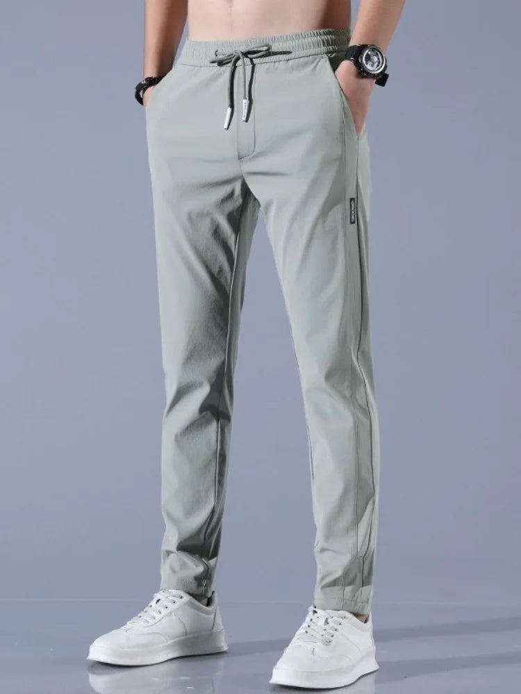 Men's Pants 2025 Summer New Black Gray Thin Business Casual Pants Outdoor Elastic Breathable Straight Leg Sweatpants.