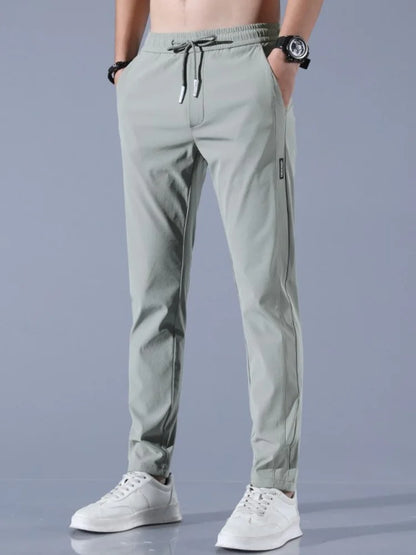 Men's Pants 2025 Summer New Black Gray Thin Business Casual Pants Outdoor Elastic Breathable Straight Leg Sweatpants.