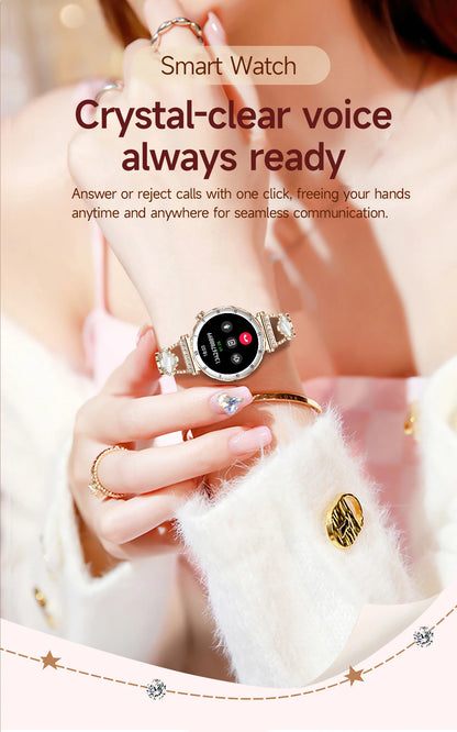 LIGE Luxury 1.19” AMOLED Screen Smart Watch Women Health Monitor Women's Wristwatch Bluetooth Call Waterproof Ladies Smartwatch.