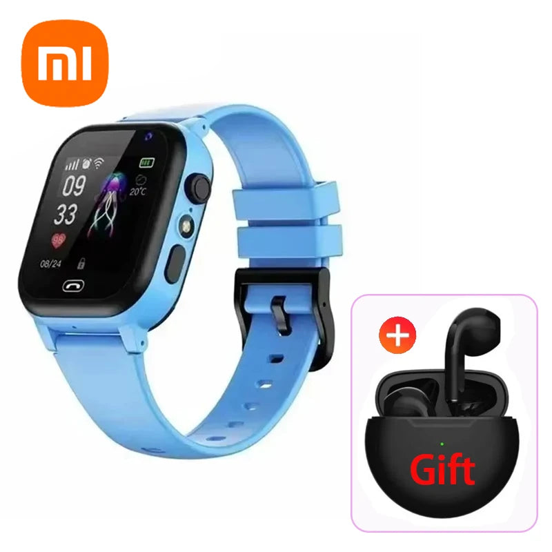Xiaomi Kids 5G Smart Watch SOS GPS Location Video Call Sim Card Child Camera Waterproof Upgrade 2025For Boys Girls Add Earphone