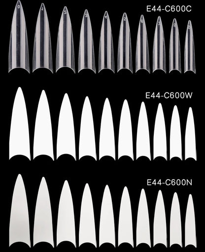 500/600pcs Long Pointed Fake Nail Tips Stiletto Half Cover French Acrylic UV Gel False Nail Extension Press On Nails Manic Tool.