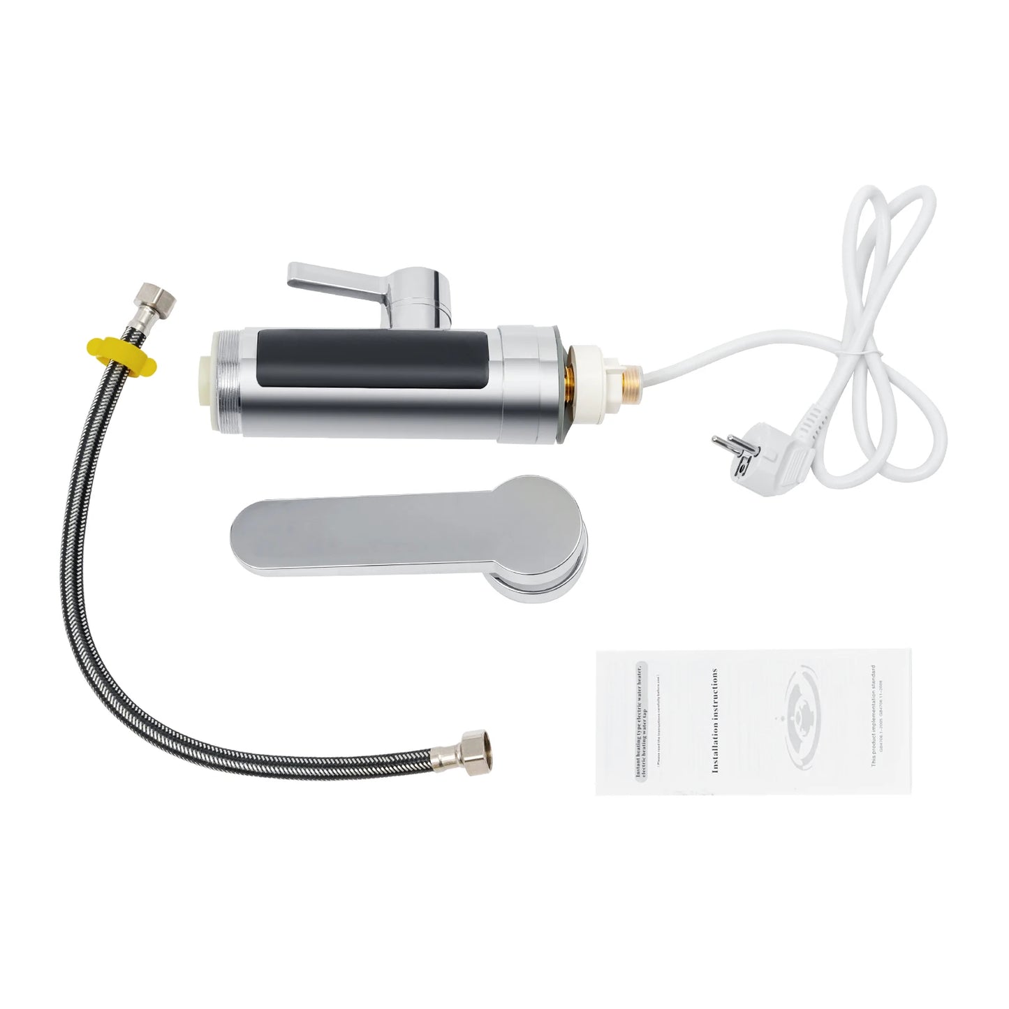 3000W Electric Instantaneous Hot Water Tap LED Stainless Steel Faucet with Digital Display Bathroom Kitchen Cold Heating Faucet