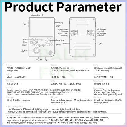 RG40XXV Retro Handheld Game Console 4.0 Inch 640*480 Screen Linux System 5G WiFi Bluetooth HDMI TV Output Video Game Player.