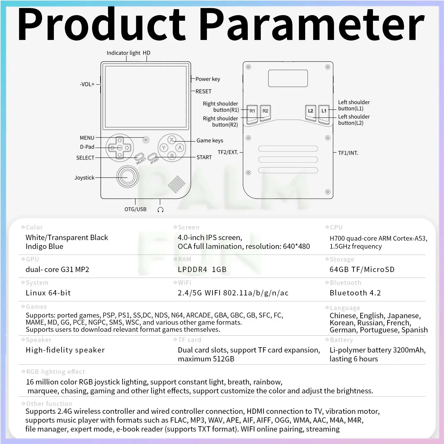 RG40XXV Retro Handheld Game Console 4.0 Inch 640*480 Screen Linux System 5G WiFi Bluetooth HDMI TV Output Video Game Player.