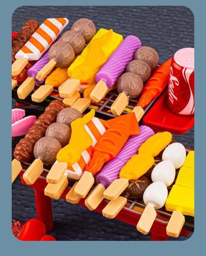 Baby Dress Up Kitchen Toys BBQ Set Kids Simulated BBQ Cookware Cooking Simulated Food Cosplay Educational Gift Toys.