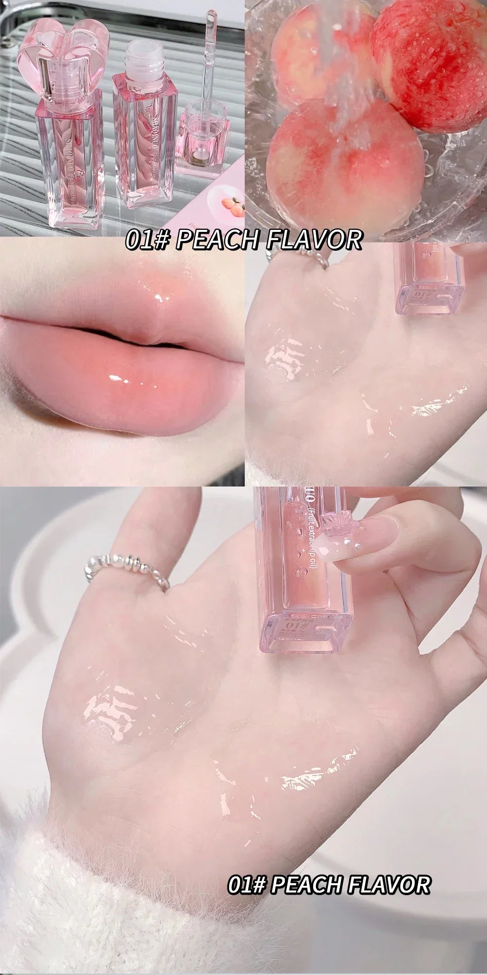 Plumping Jelly Lip Gloss Lasting Moisturizing Transparent Lip Oil Water Light Mirror Peach Lipstick Women Lips Makeup Cosmetics.