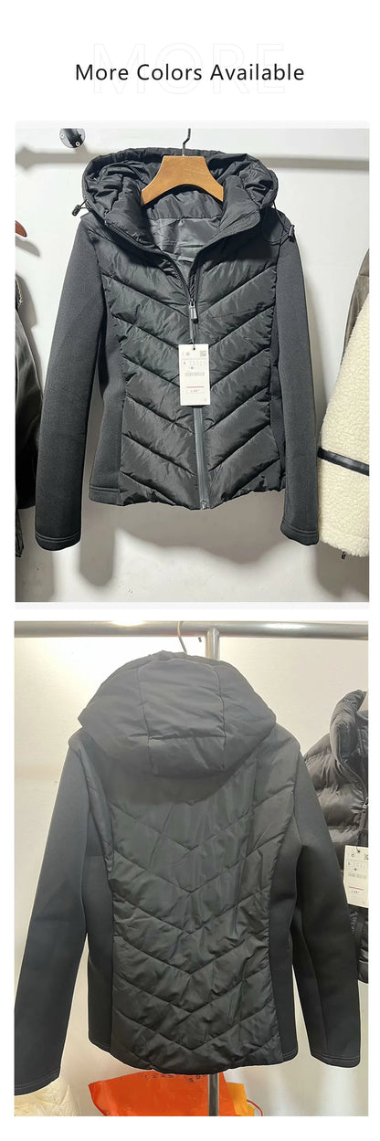 Unizera 2023 Herbst/Winter neues Produkt Damenmode vielseitig lässig lang ärmelig Stehkragen gespleißt Baumwoll mantel.